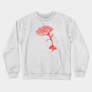 Vintage Carnation Botanical Line Art Illustration Red Ink Crewneck Sweatshirt